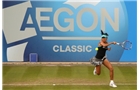 BIRMINGHAM, ENGLAND - JUNE 14:  Shuai Zhang of China in action in her semi-final match against Ana Ivanovic of Serbia during day six of the Aegon Classic at Edgbaston Priory Club on June 14, 2014 in Birmingham, England.  (Photo by Jordan Mansfield/Getty Images for Aegon)